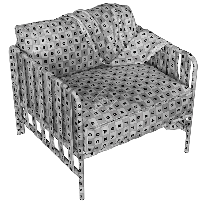 Modern Chic Designer Armchair with Vinyl Webbing 3D model image 7