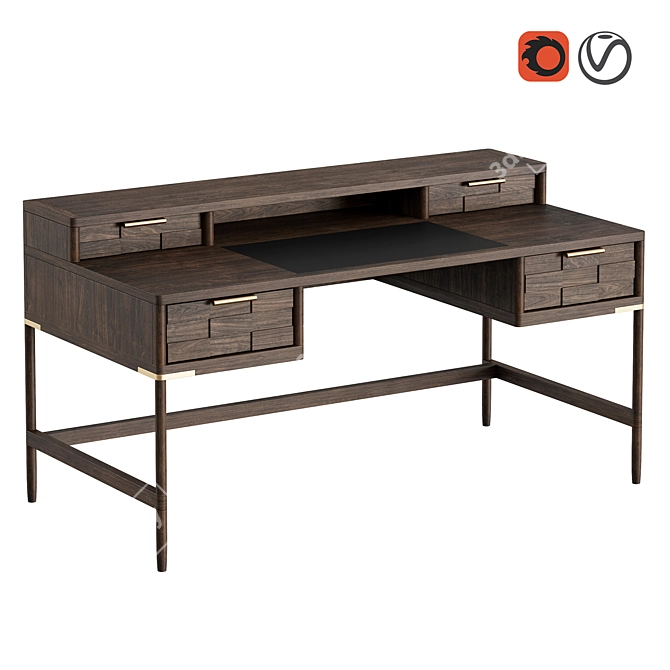 Oak Texture Writing Desk 3D model image 1