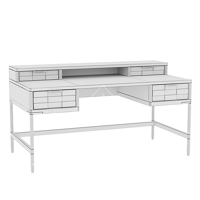 Oak Texture Writing Desk 3D model image 6