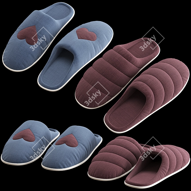  Cozy Polygon Slippers 3D model image 1