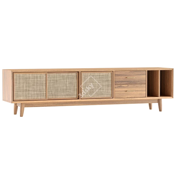  Natural Wood Media Console 79 3D model image 1