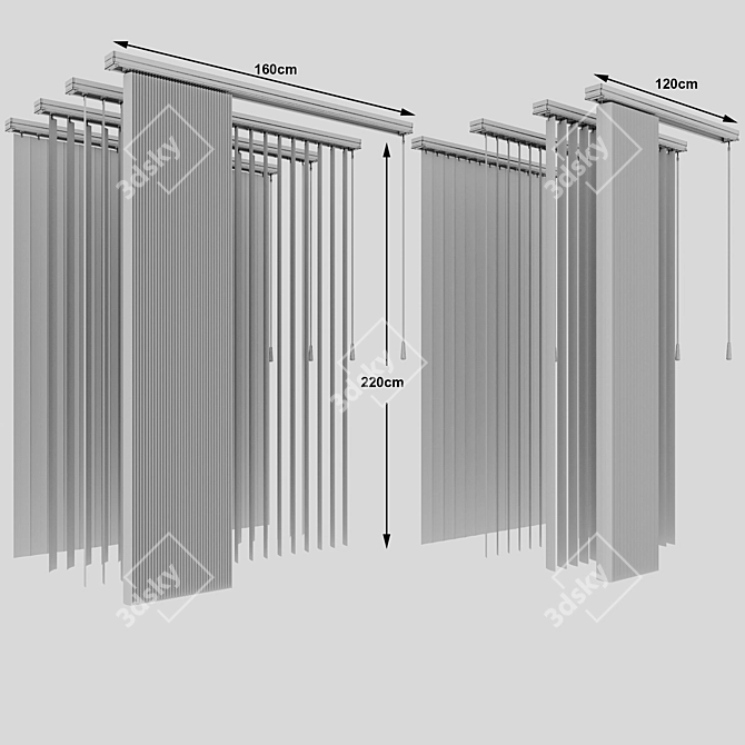 Customizable Vertical Blinds Kit 3D model image 11