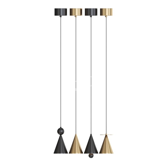 Brass Cone LED Pendant Light 3D model image 3