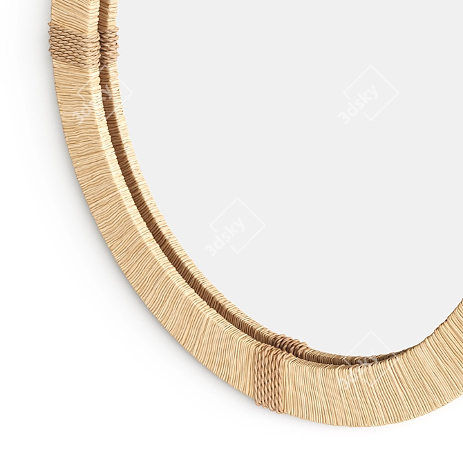 Hand-Woven Raffia Round Mirror 3D model image 3