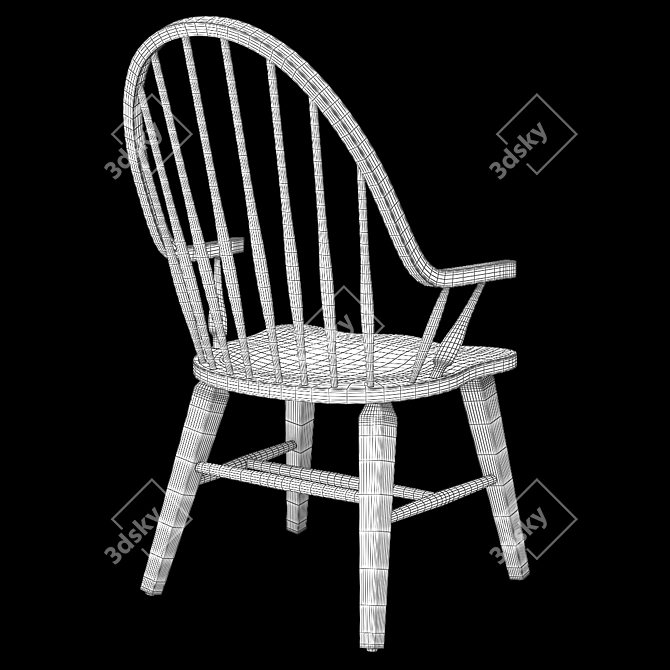 Vintage Black Windsor Armchair 3D model image 6