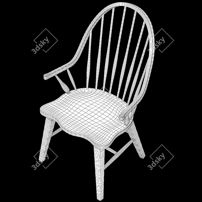 Vintage Black Windsor Armchair 3D model image 7