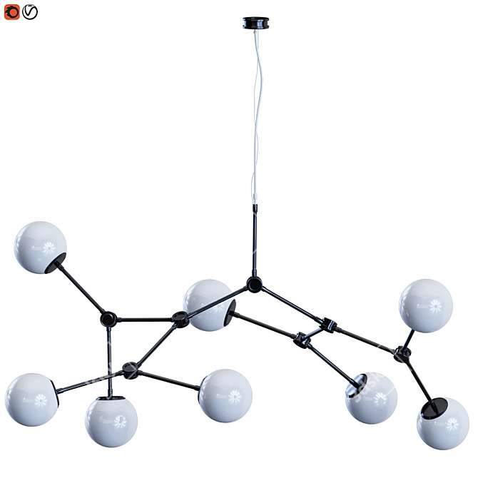 Modern Drop Chandelier Bulb Luminary 3D model image 4