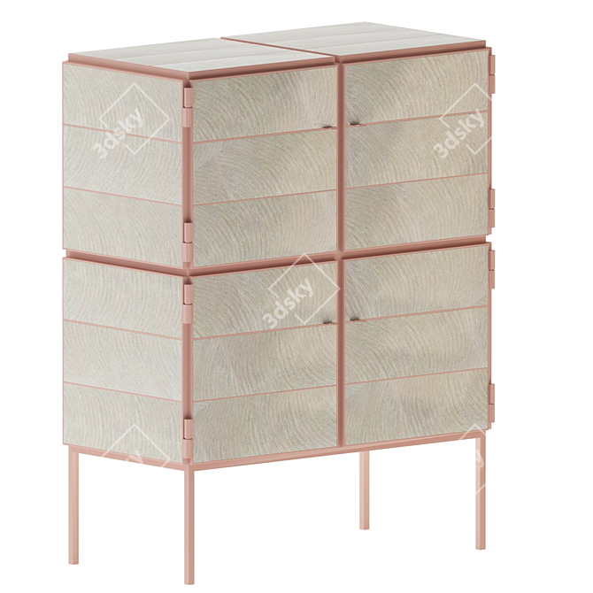 Steel Frame NewspaperWood Cabinet 3D model image 3