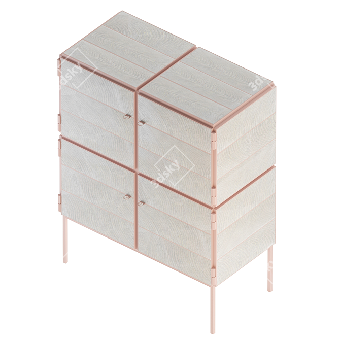 Steel Frame NewspaperWood Cabinet 3D model image 6