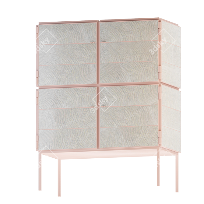 Steel Frame NewspaperWood Cabinet 3D model image 7