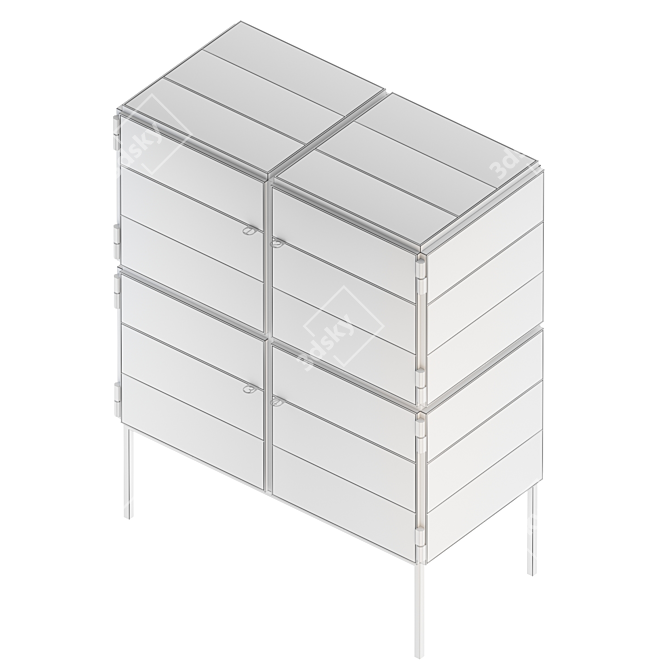 Steel Frame NewspaperWood Cabinet 3D model image 9