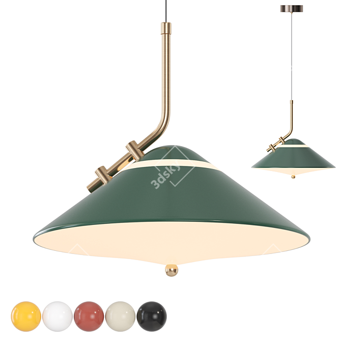 Conical Brass Pendant LED Light 3D model image 1