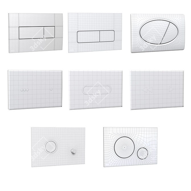 Alcaplast Flush Buttons Set (8 pcs) 3D model image 5