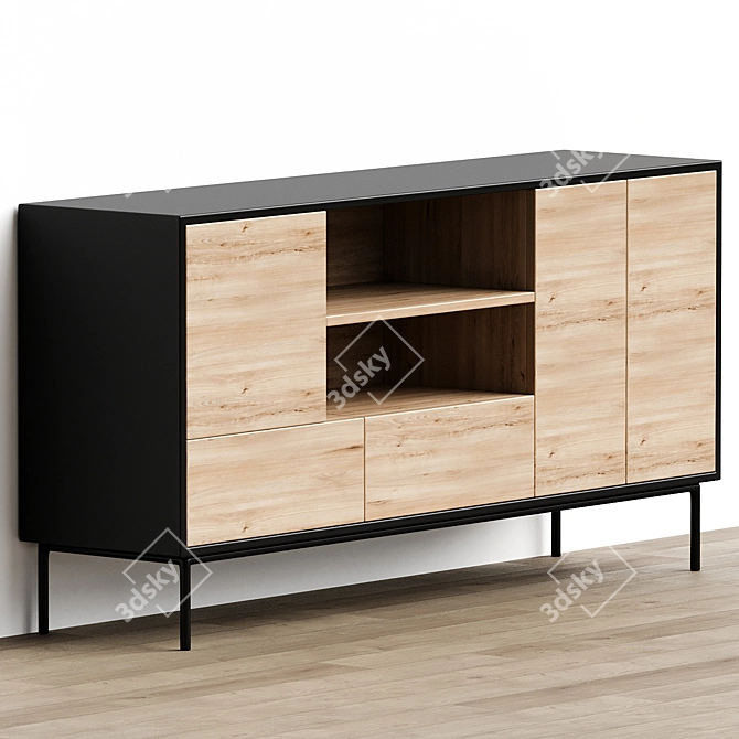 Modern Minimalist Blackbird Sideboard 3D model image 2