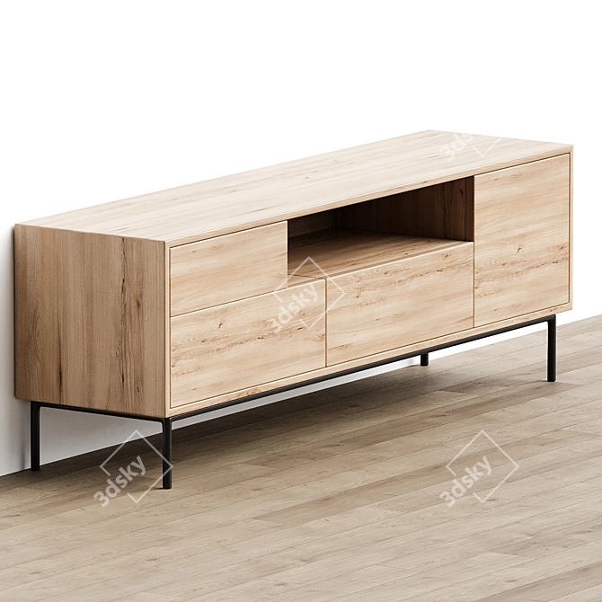 Modern White TV Stand 3D model image 2