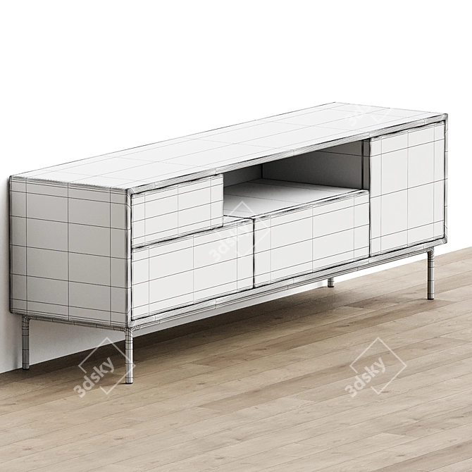 Modern White TV Stand 3D model image 3