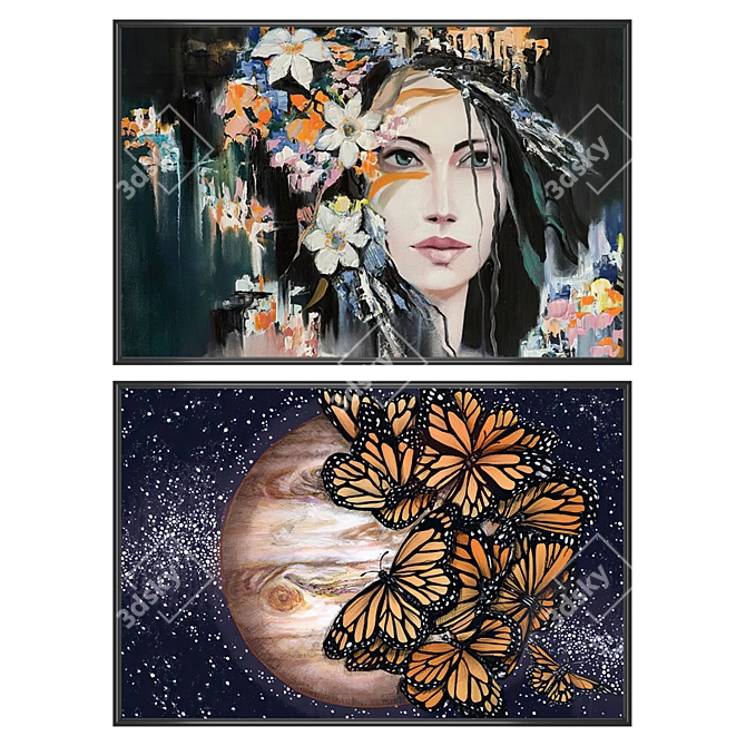 Art Set with Multiple Frames 3D model image 1