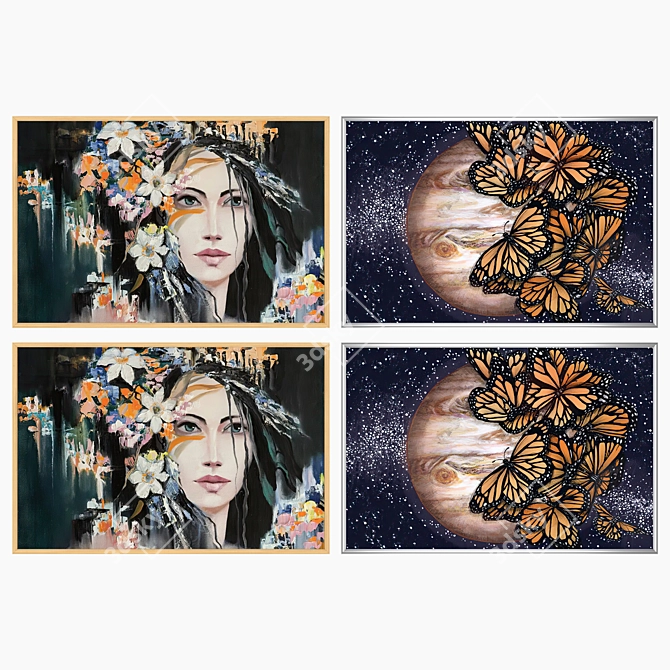 Art Set with Multiple Frames 3D model image 3