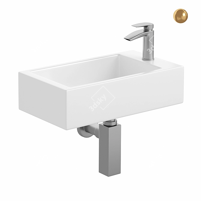 Milano Elswick Wall Hung Basin 3D model image 1