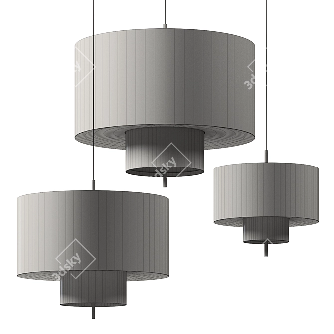 Stylish Anderan Fabric Lampatron Chandelier 3D model image 2