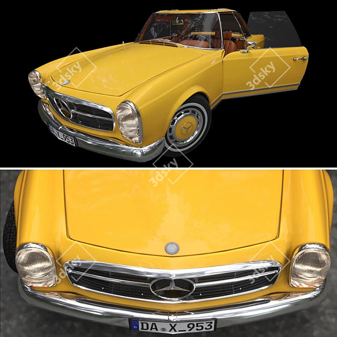 Retro Mercedes 280SL Rigged Model 3D model image 5