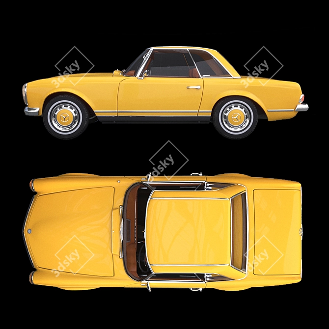 Retro Mercedes 280SL Rigged Model 3D model image 6