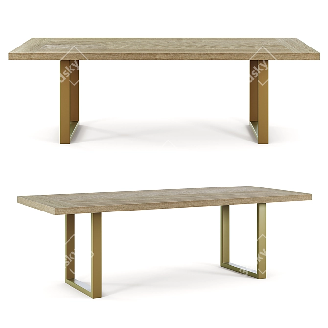 Luxury Gold Wood Dining Table 3D model image 1