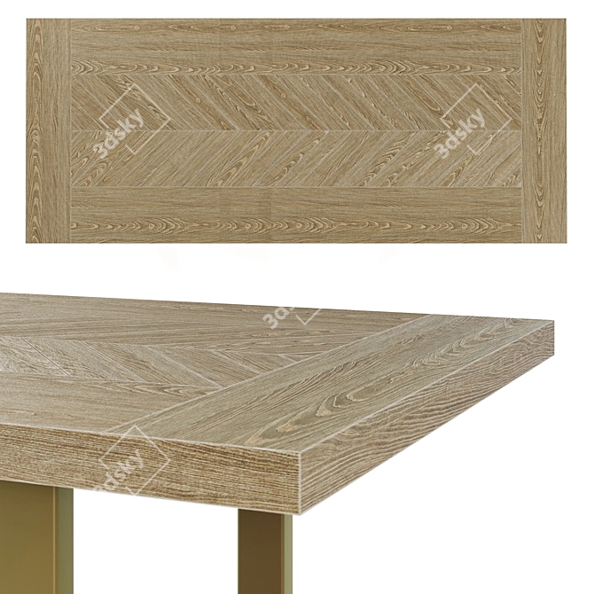 Luxury Gold Wood Dining Table 3D model image 2