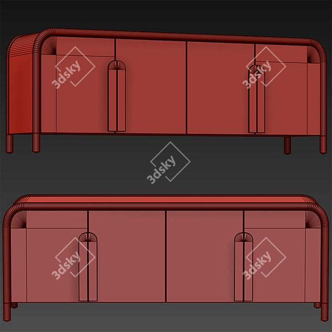 Modern Annie Credenza Duo - Crate & Barrel 3D model image 4