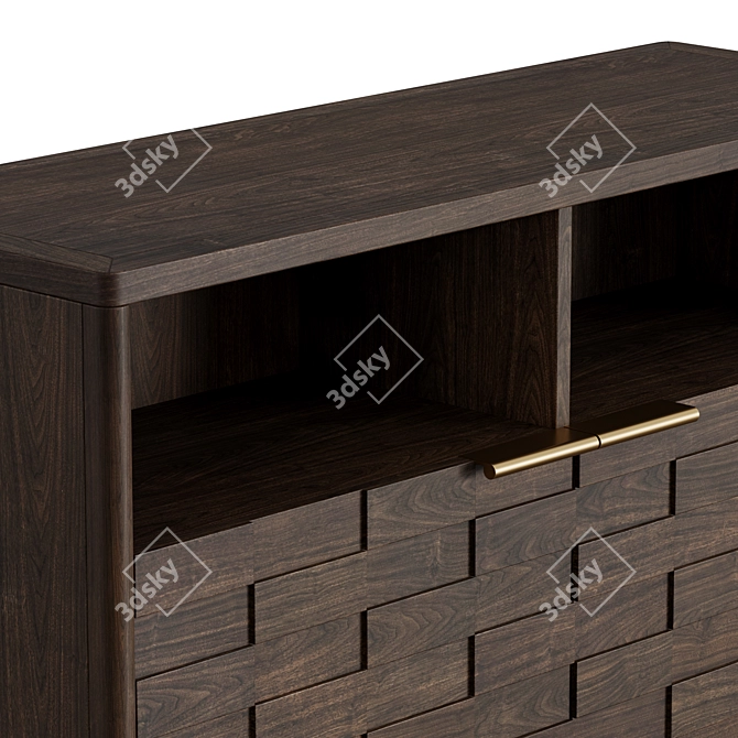 Vintage Oak Low Shelves 3D model image 3