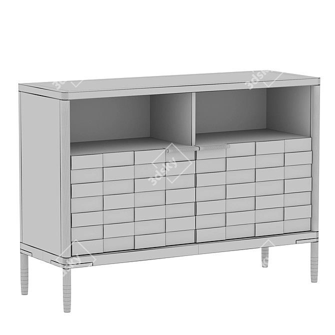Vintage Oak Low Shelves 3D model image 4