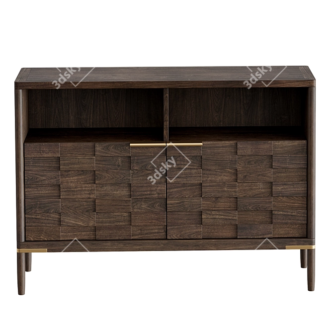 Vintage Oak Low Shelves 3D model image 7