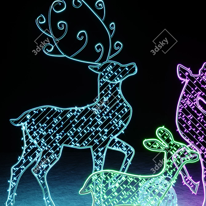 Wire Reindeer Garland Set 3D model image 2