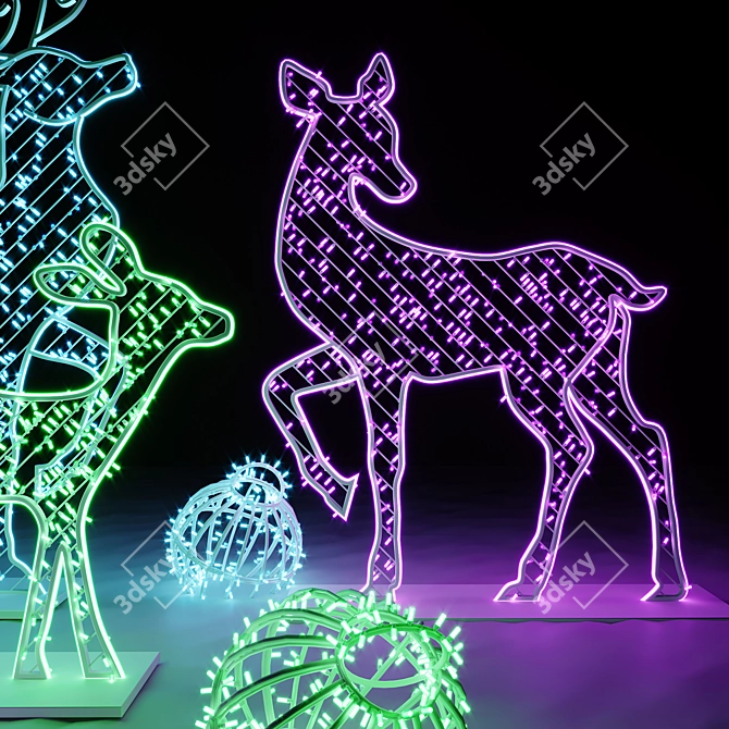 Wire Reindeer Garland Set 3D model image 3