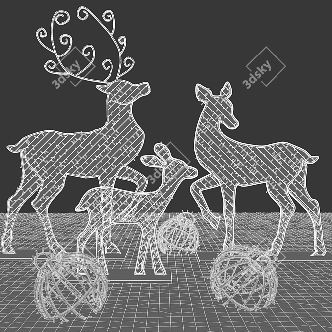 Wire Reindeer Garland Set 3D model image 4