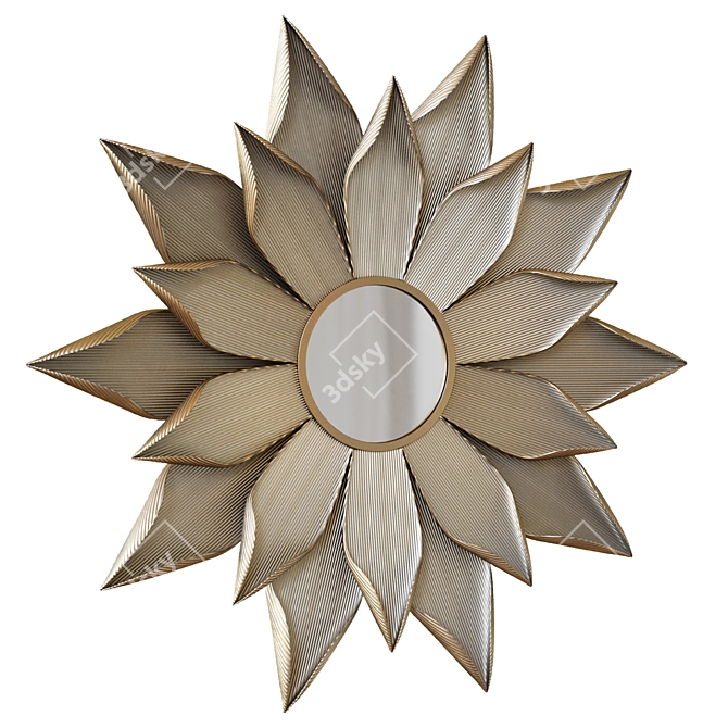 Floral Sunburst Beveled Wall Mirror 3D model image 1