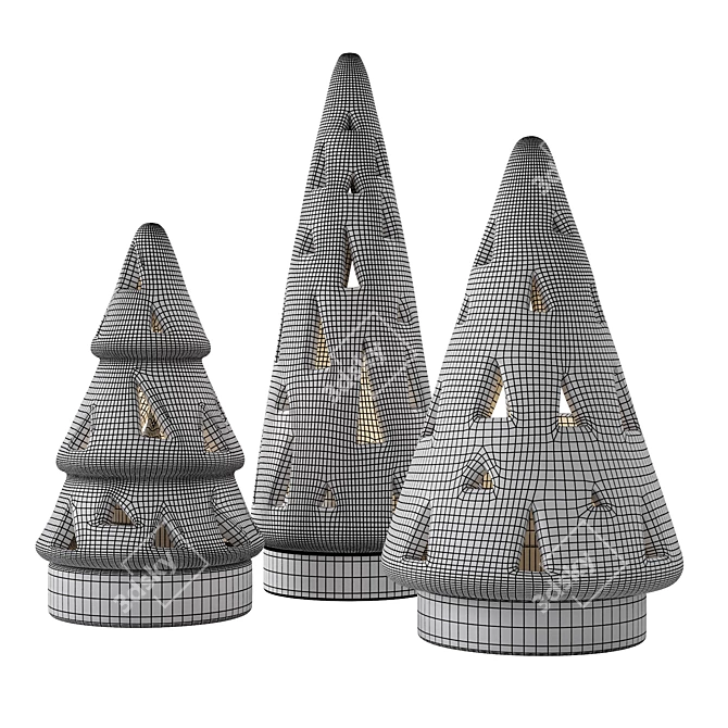 Glazed Ceramic Christmas Trees 3D model image 2