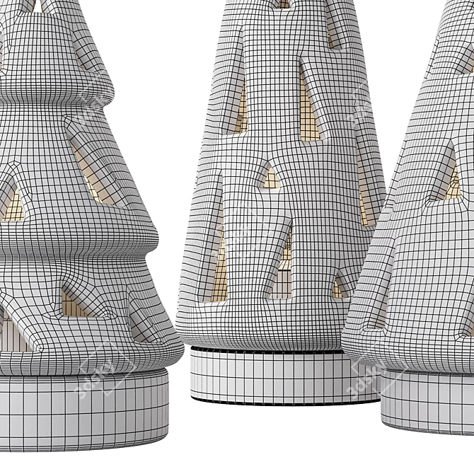 Glazed Ceramic Christmas Trees 3D model image 4