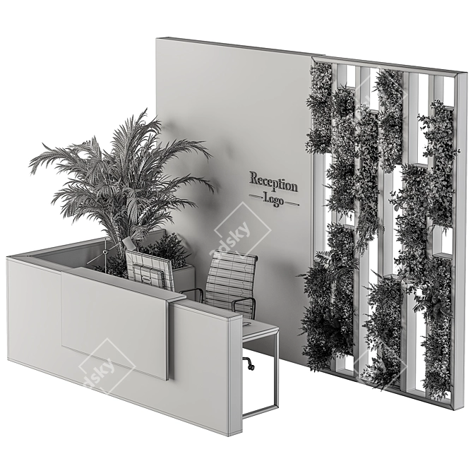 Modern Office Reception Desk Set 3D model image 6