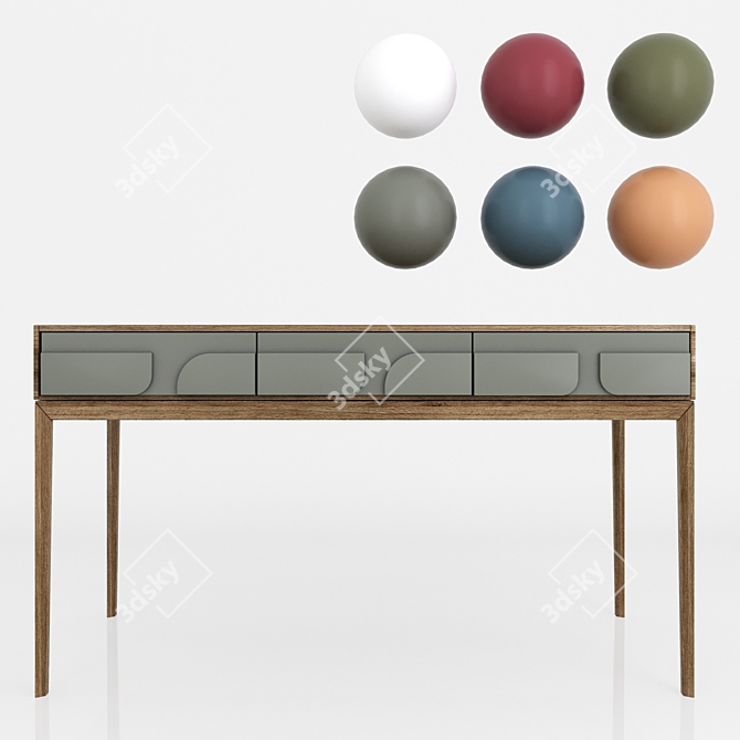 Modern Grey Writing Desk, PRINCIPLE 3D model image 5