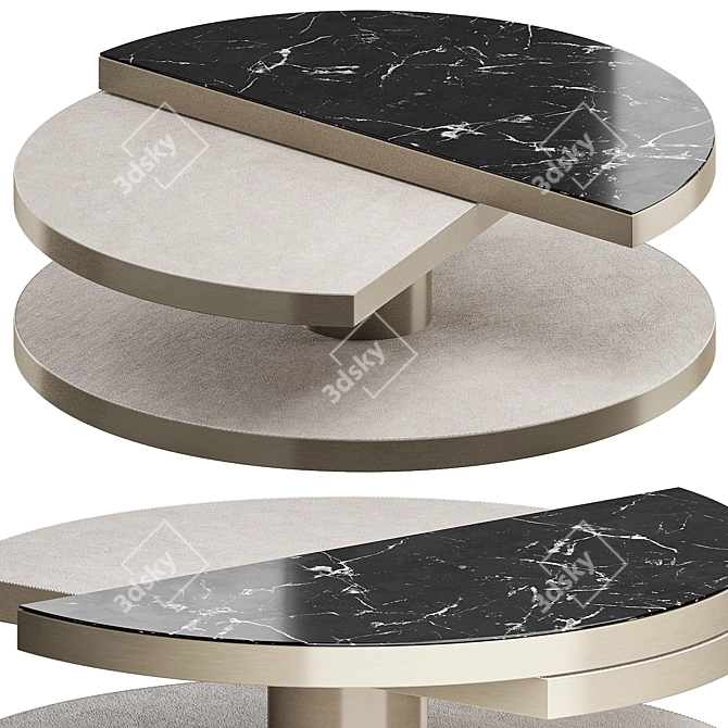 Marble Coffee Table with Leather Insets 3D model image 1