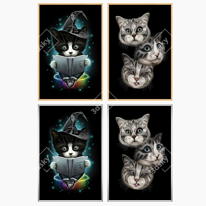 Art Print Set with Frames 3D model image 3