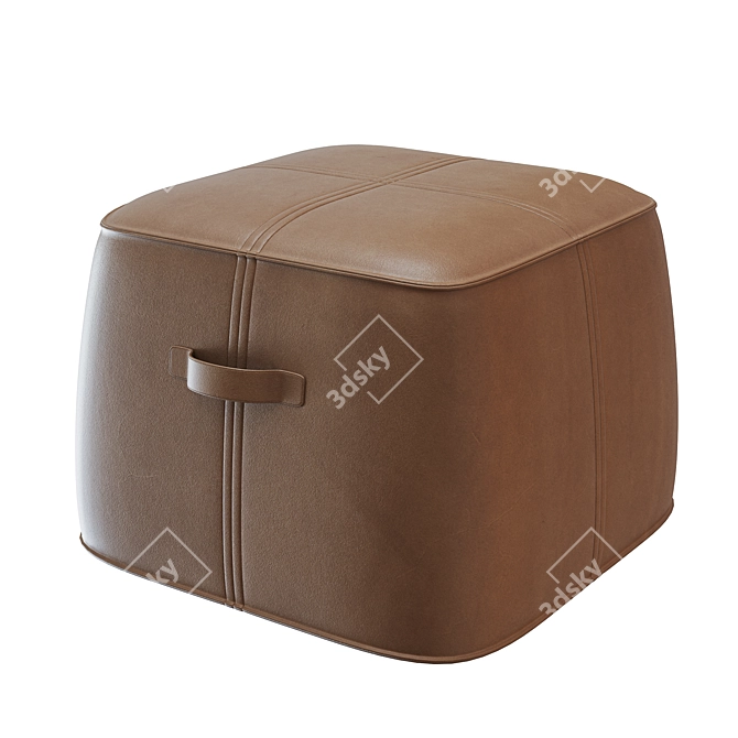 Saddlebag Stone Leather Ottoman 3D model image 1