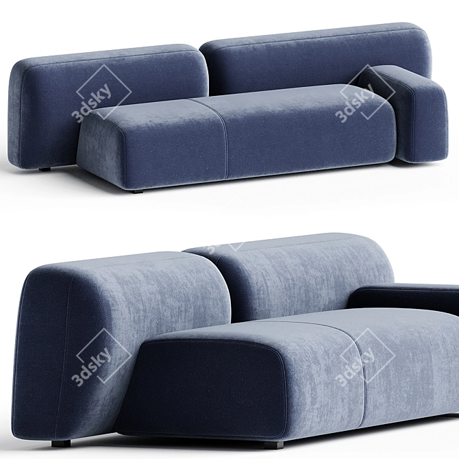 Sleek Suiseki Sofa Set 3D model image 1