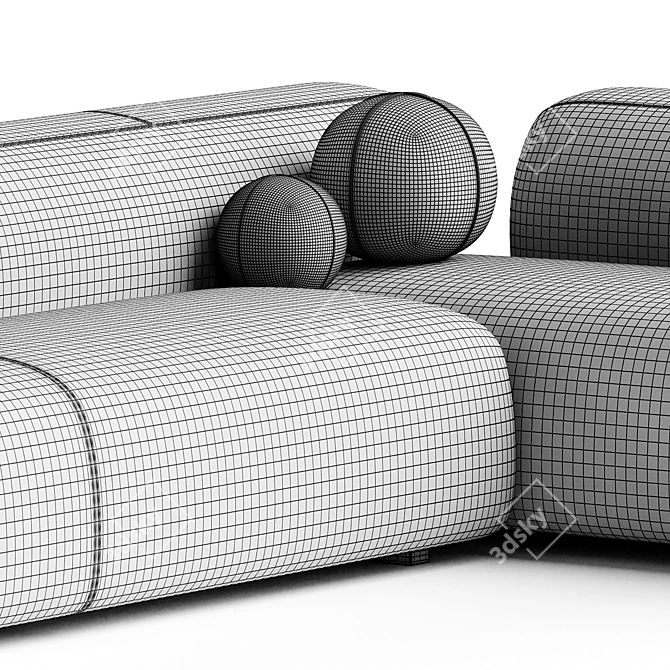 Modern Modular Suiseki Sofa Set 3D model image 3