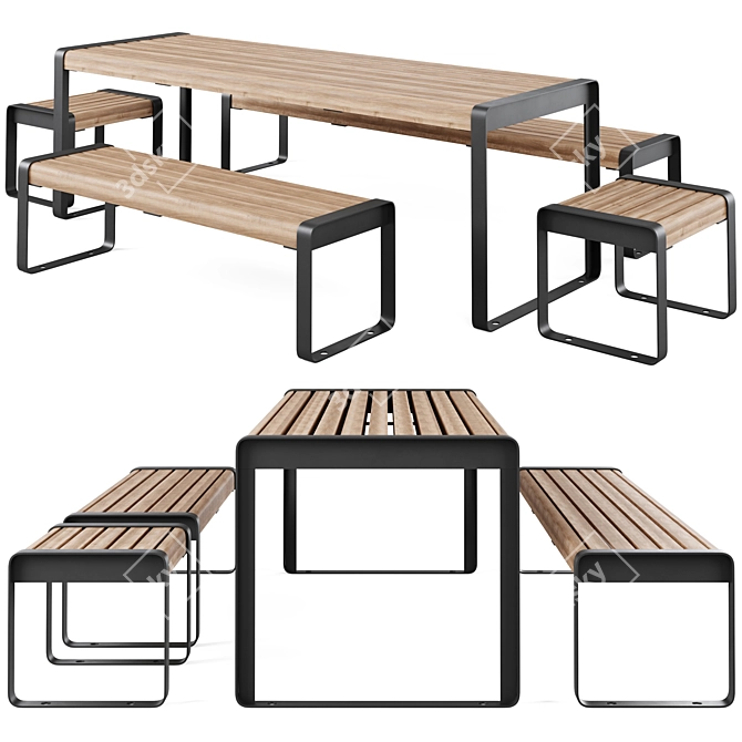 Furns STORR Bench Set 3D model image 3