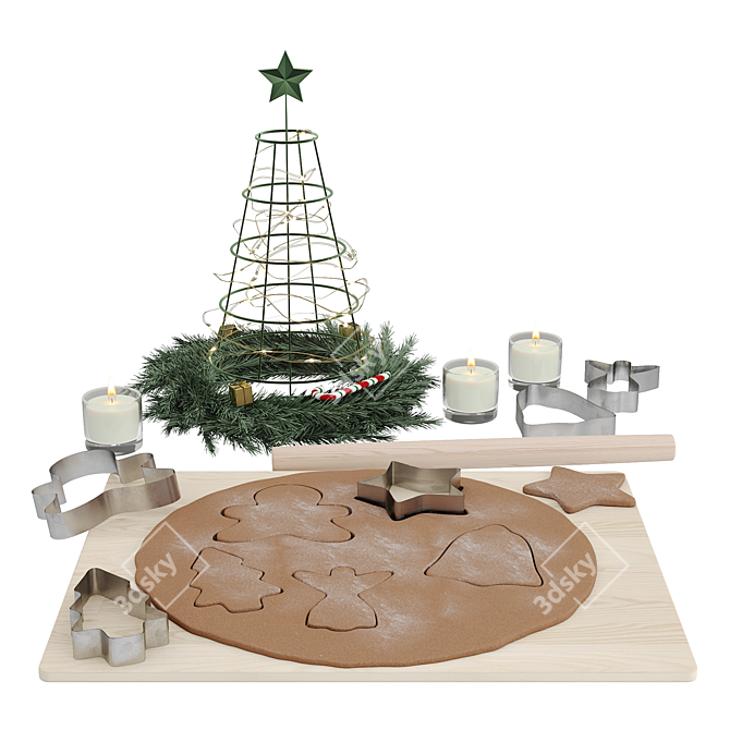 New Year Kitchen Decor Set 3D model image 1