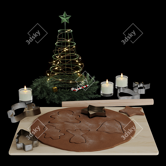 New Year Kitchen Decor Set 3D model image 5