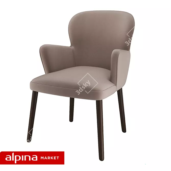 Modern Wood Accent Chair 3D model image 1