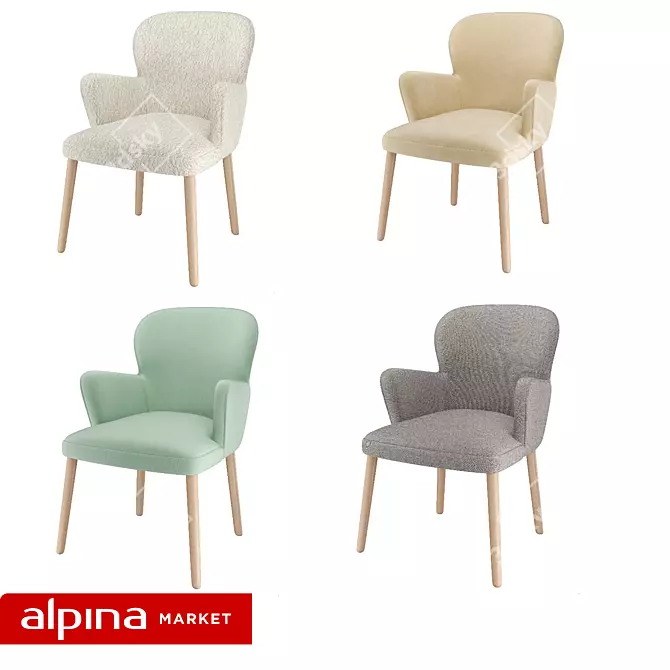 Modern Wood Accent Chair 3D model image 3